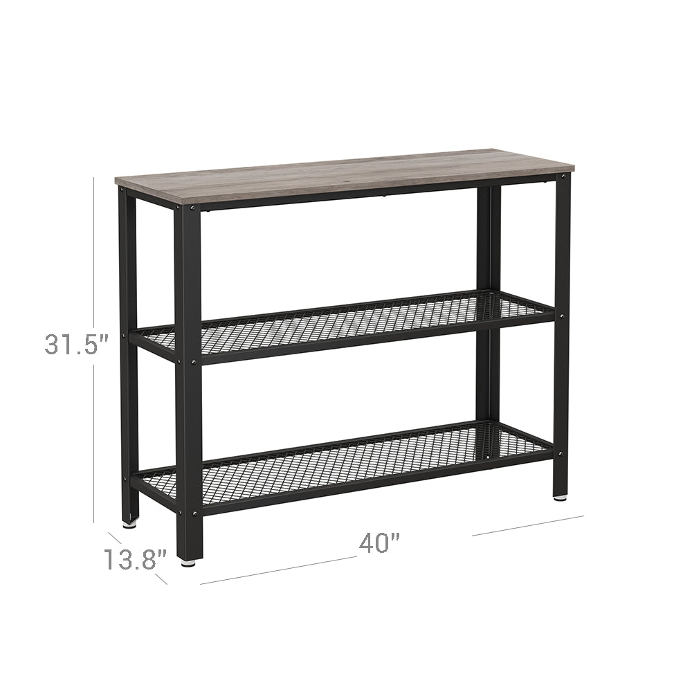 Side Table and Sideboard | Industrial Console Table | Hallway Table with 2 Mesh Shelves
