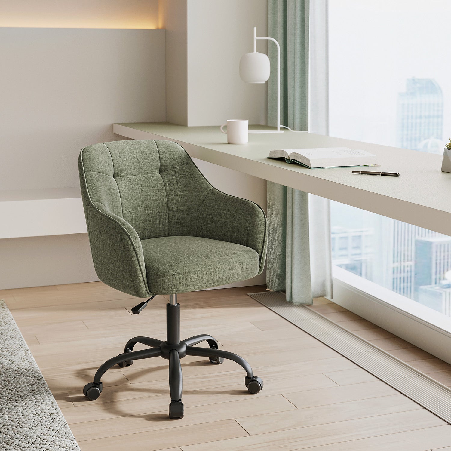Modern Grey Adjustable Office Chair with Armrest - image 46