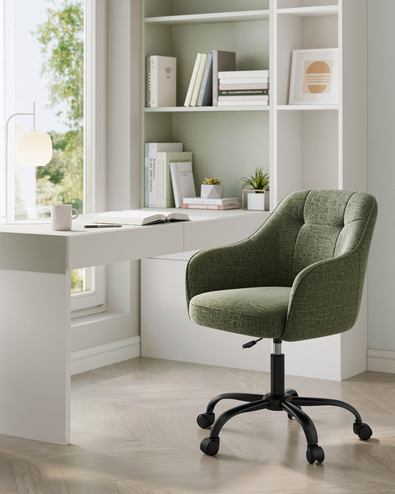 Modern Grey Adjustable Office Chair with Armrest - image 47
