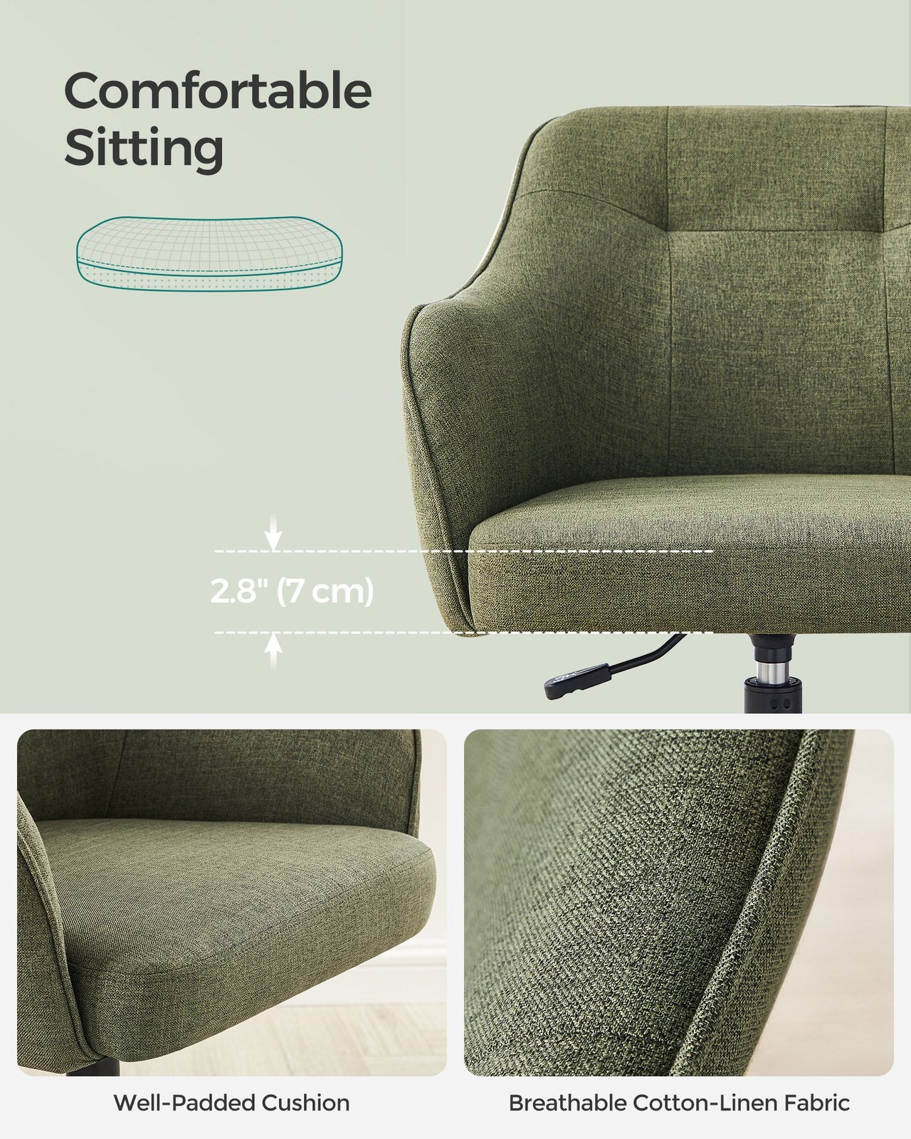 Modern Grey Adjustable Office Chair with Armrest - image 49