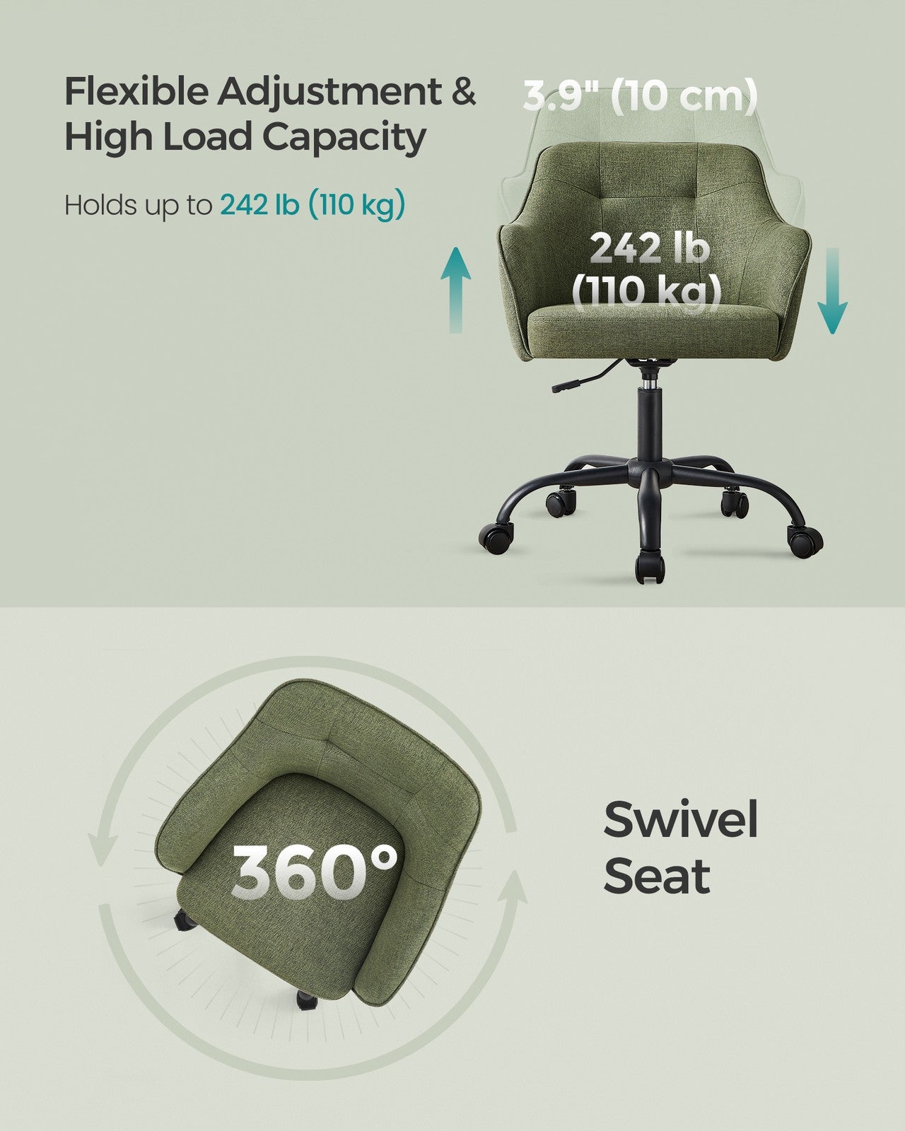 Modern Grey Adjustable Office Chair with Armrest - image 50