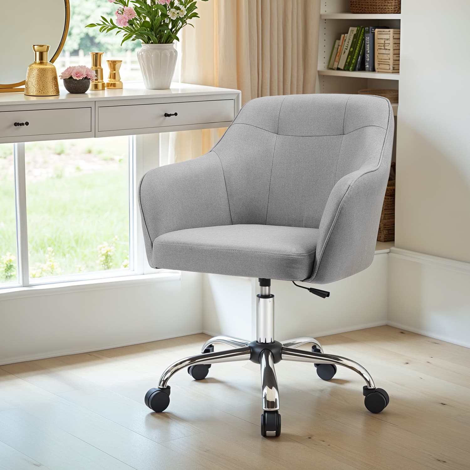 Desk Chair with Armrests, Loads 110 kg, for Home Office, Study, Bedroom, Adjustable Office Chair, Green - image 8