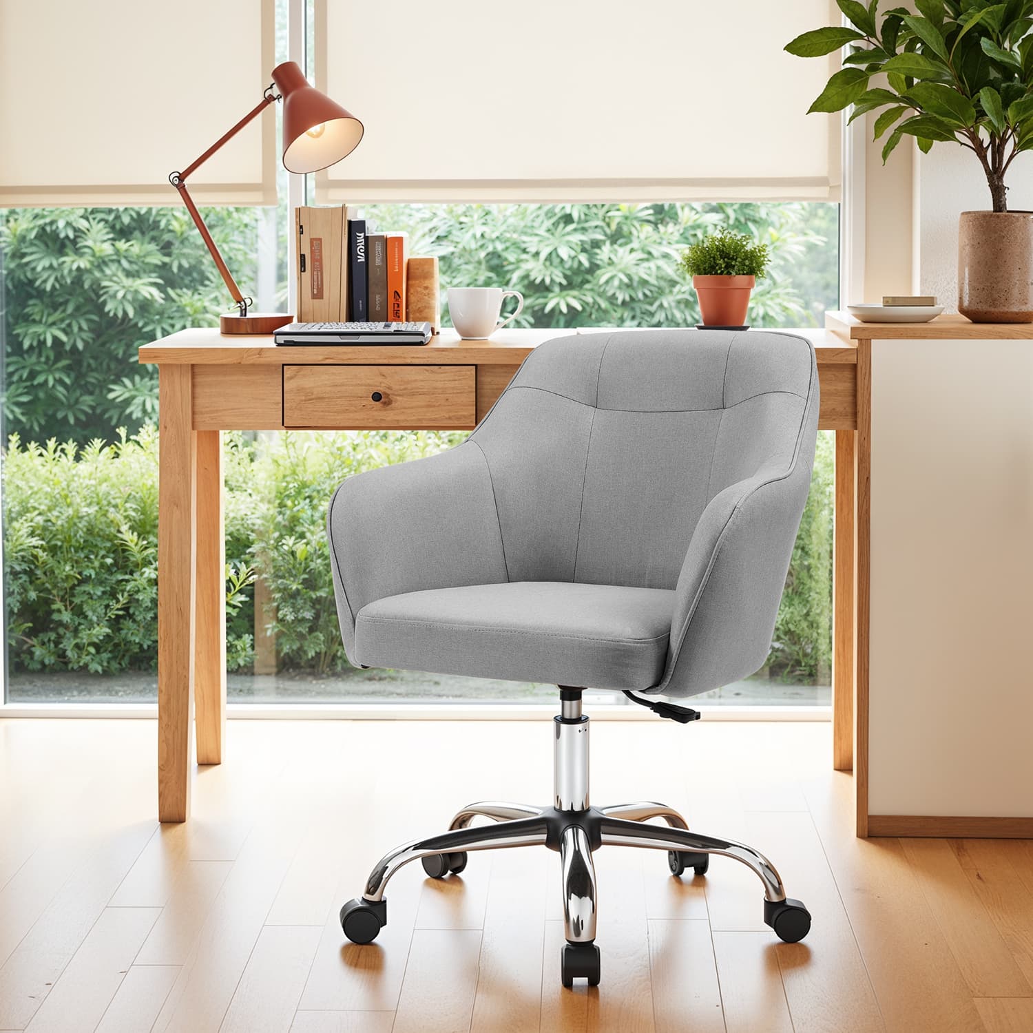 Desk Chair with Armrests, Loads 110 kg, for Home Office, Study, Bedroom, Adjustable Office Chair, Green - image 9