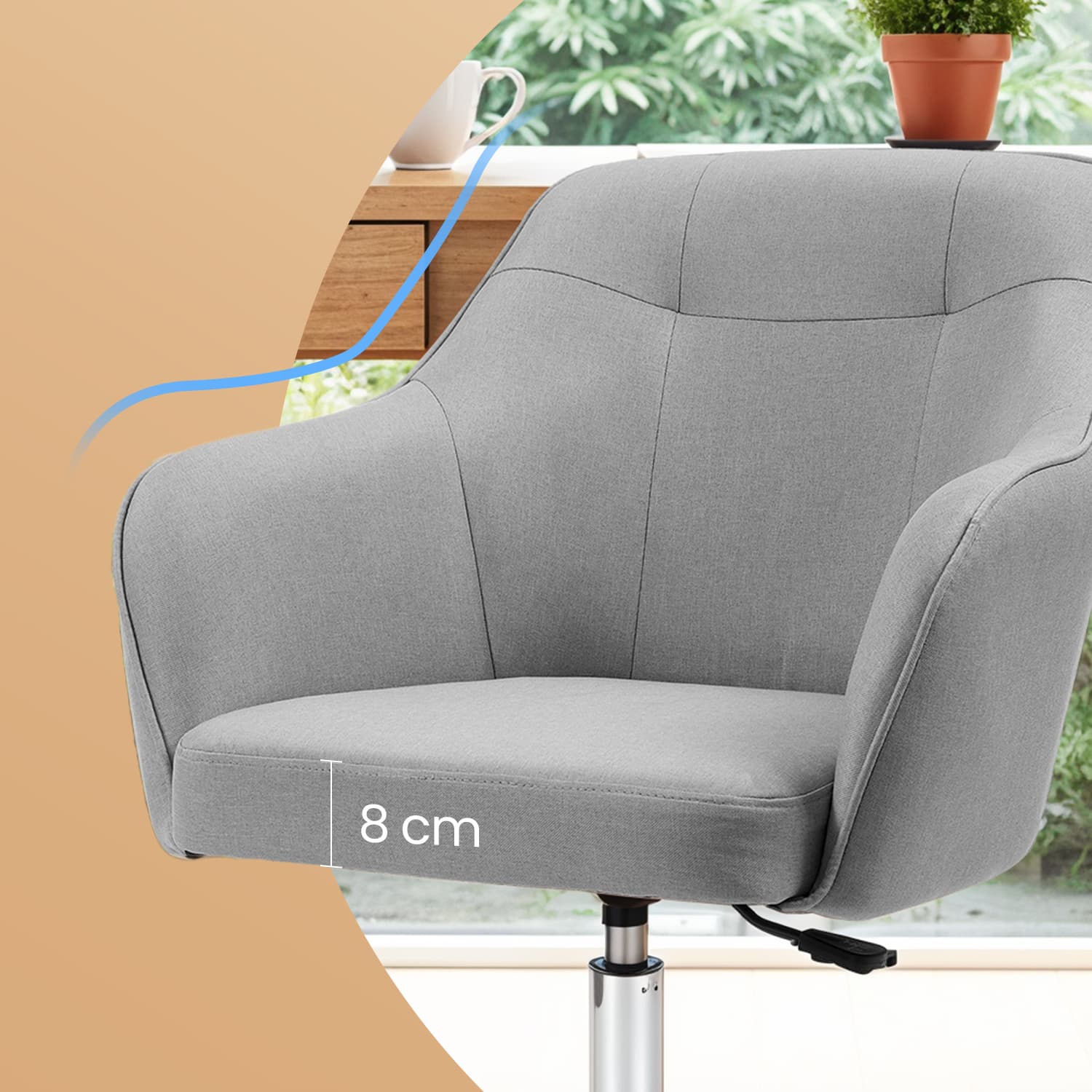 Desk Chair with Armrests, Loads 110 kg, for Home Office, Study, Bedroom, Adjustable Office Chair, Green - image 10