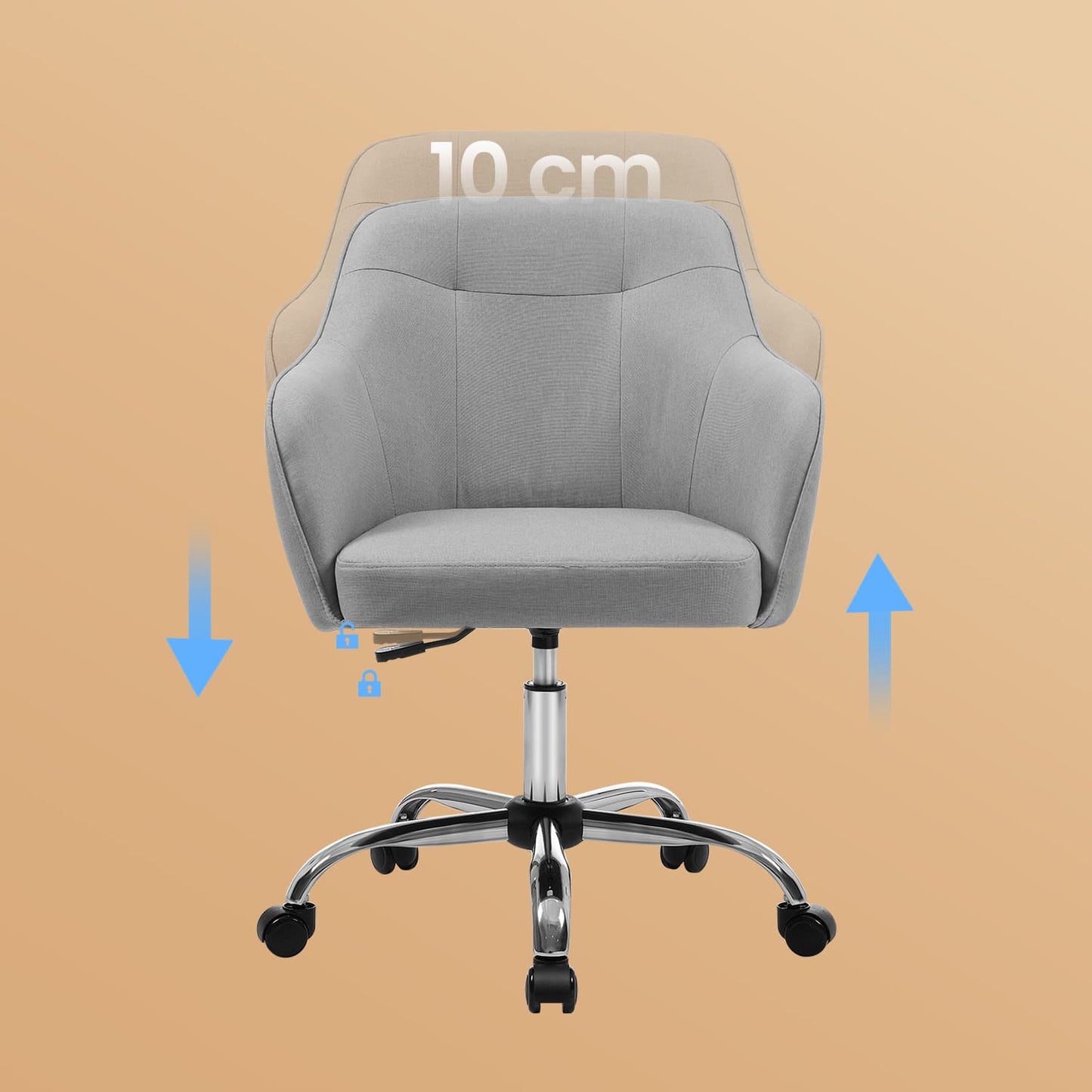 Desk Chair with Armrests, Loads 110 kg, for Home Office, Study, Bedroom, Adjustable Office Chair, Green - image 11
