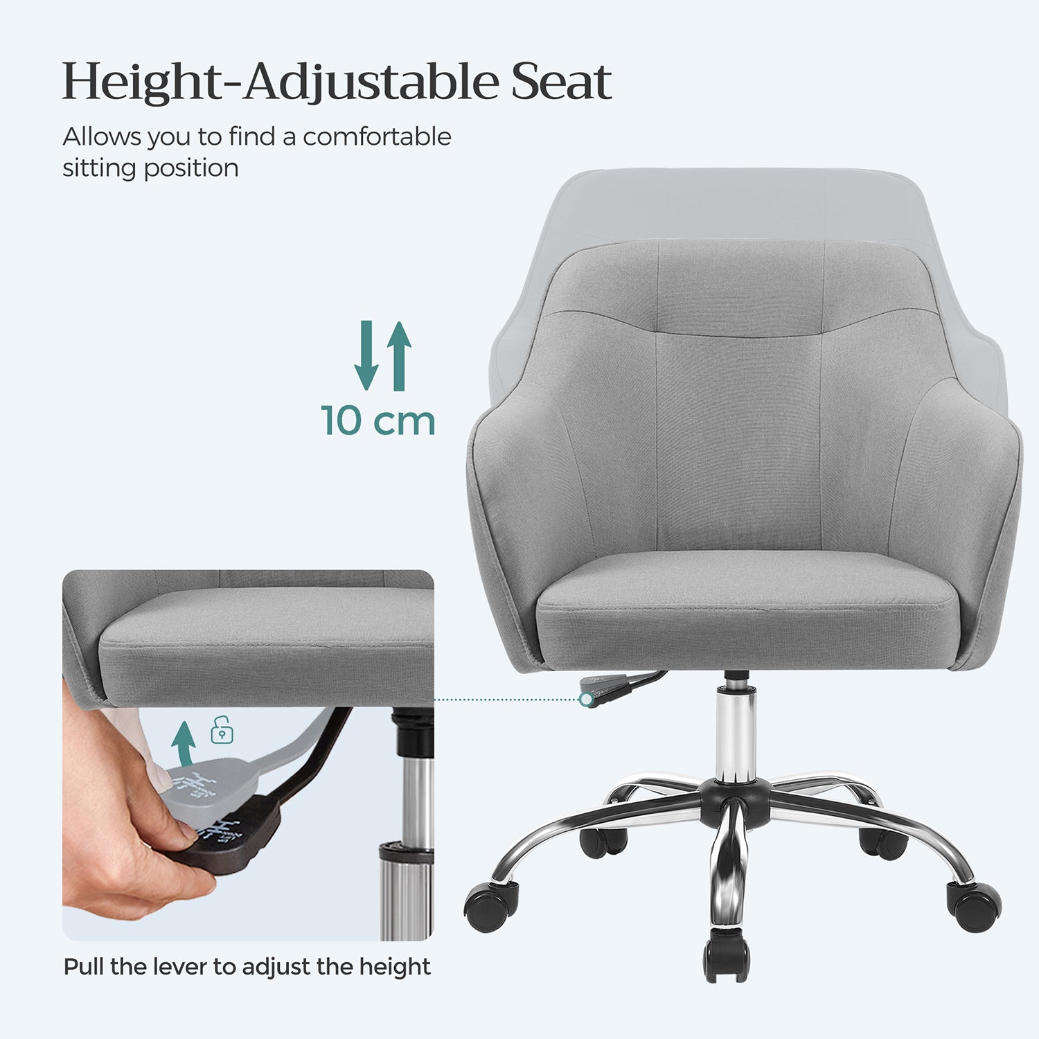 Modern Grey Adjustable Office Chair with Armrest - image 4