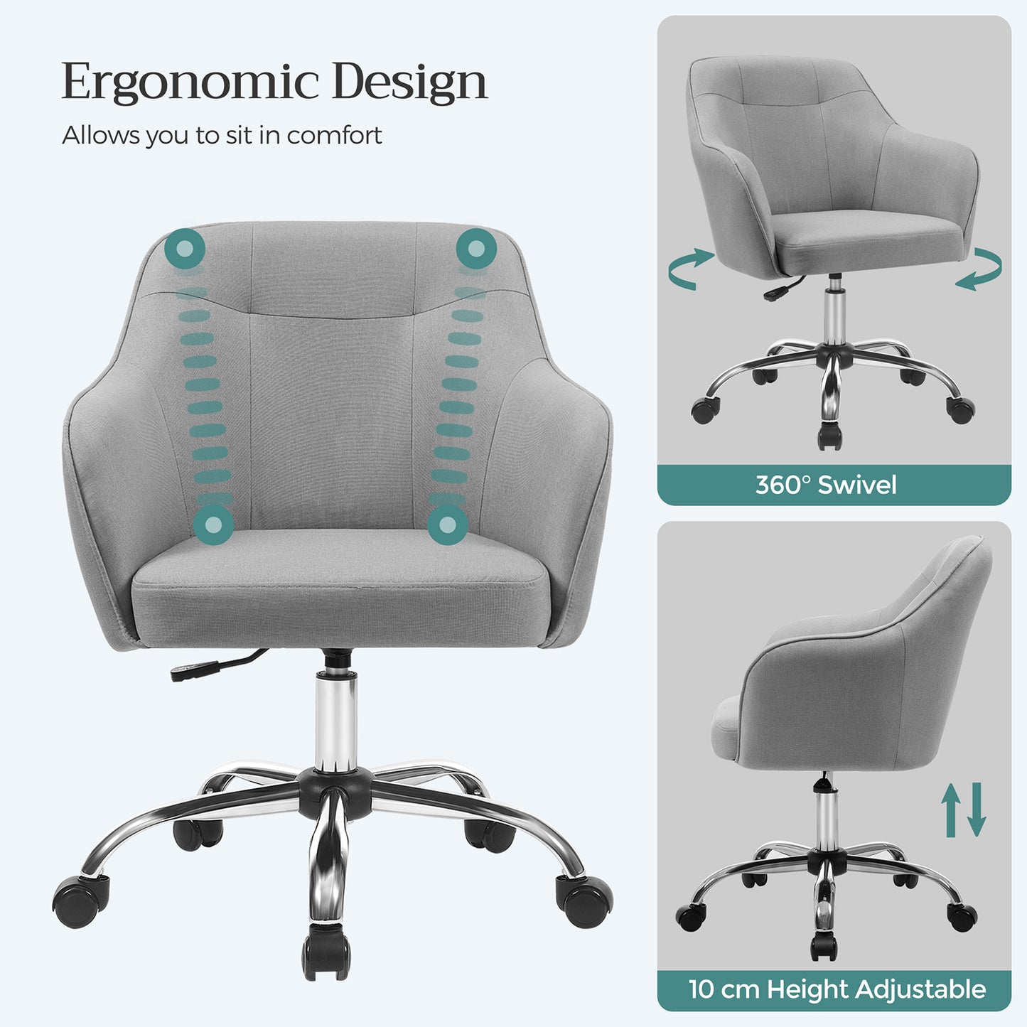 Modern Grey Adjustable Office Chair with Armrest - image 5