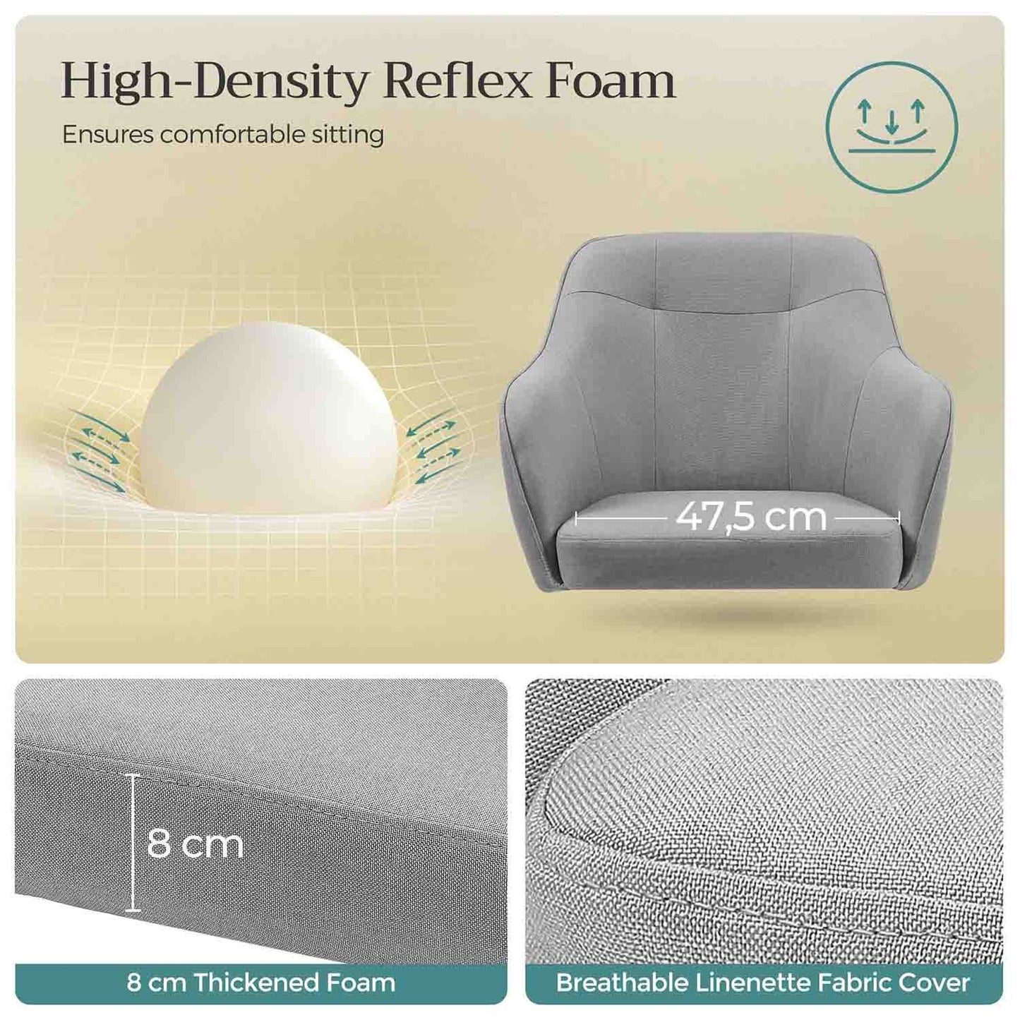 Modern Grey Adjustable Office Chair with Armrest - image 7