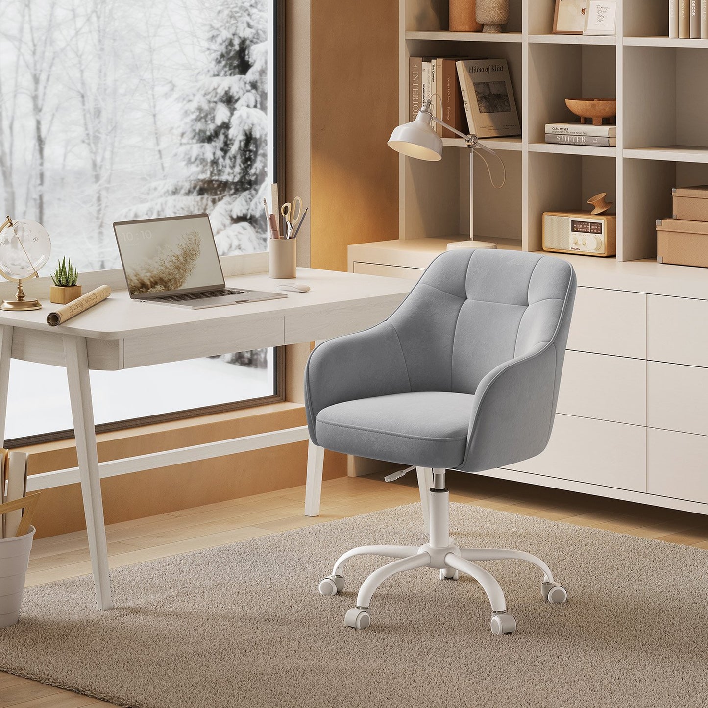 Modern Grey Adjustable Office Chair with Armrest - image 29