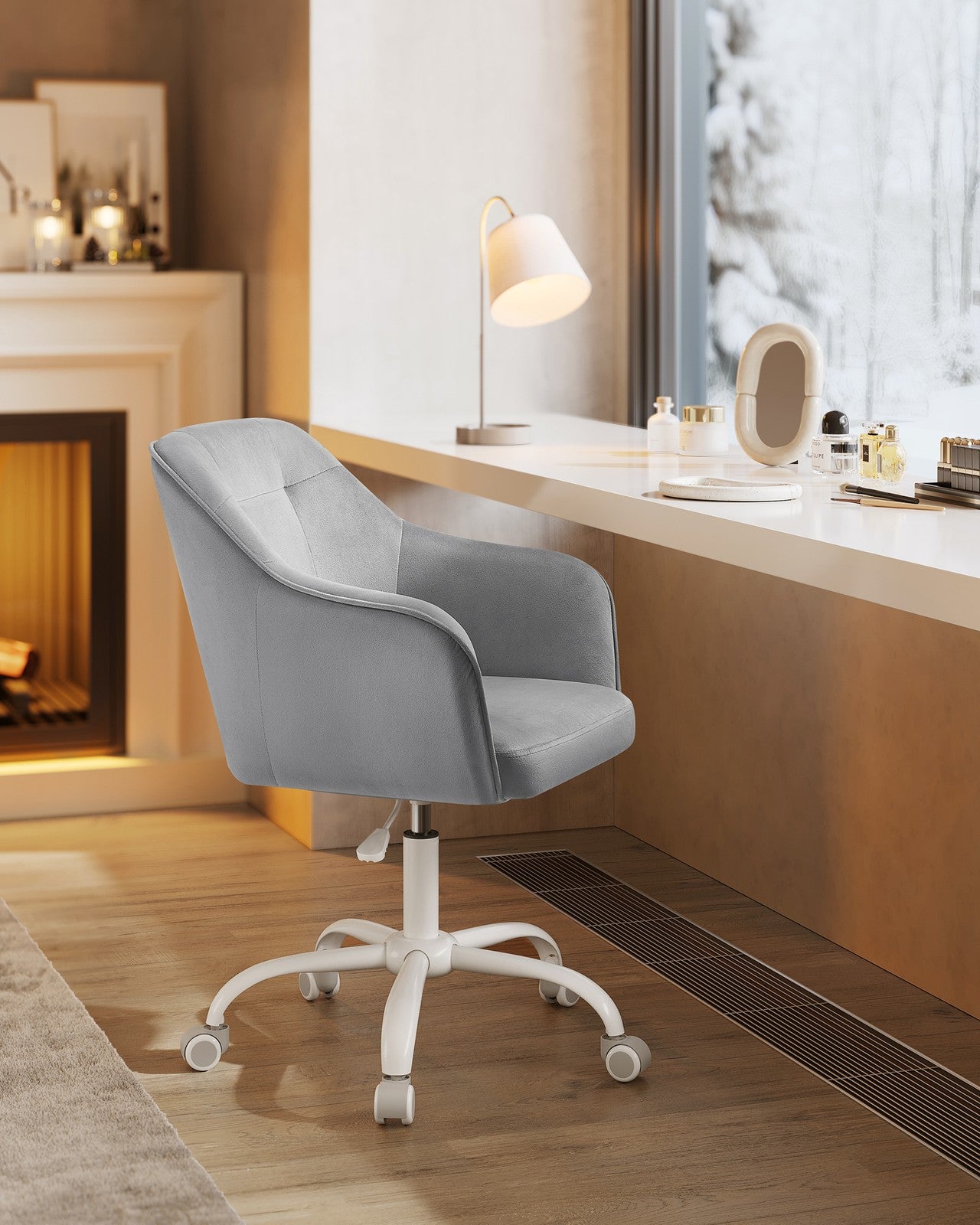 Modern Grey Adjustable Office Chair with Armrest - image 30