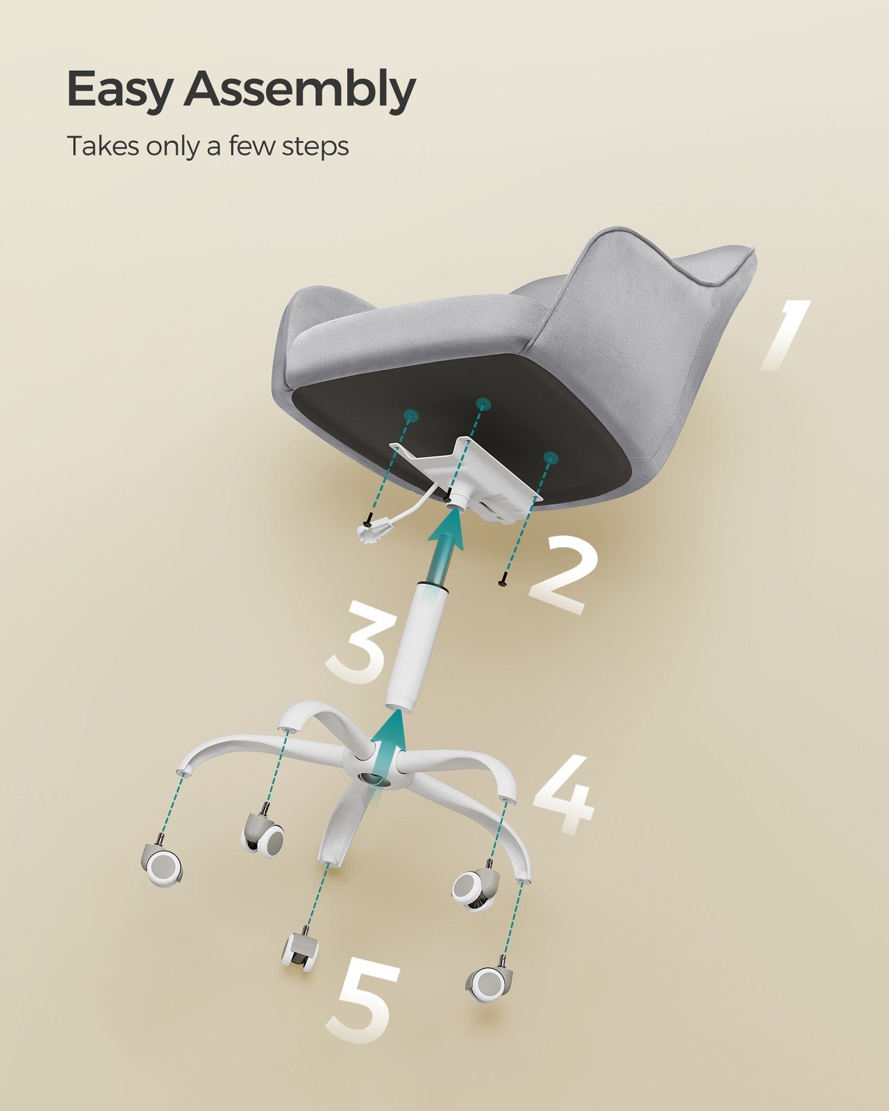 Modern Grey Adjustable Office Chair with Armrest - image 34