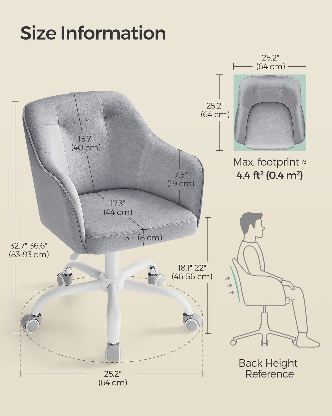Modern Grey Adjustable Office Chair with Armrest - image 35