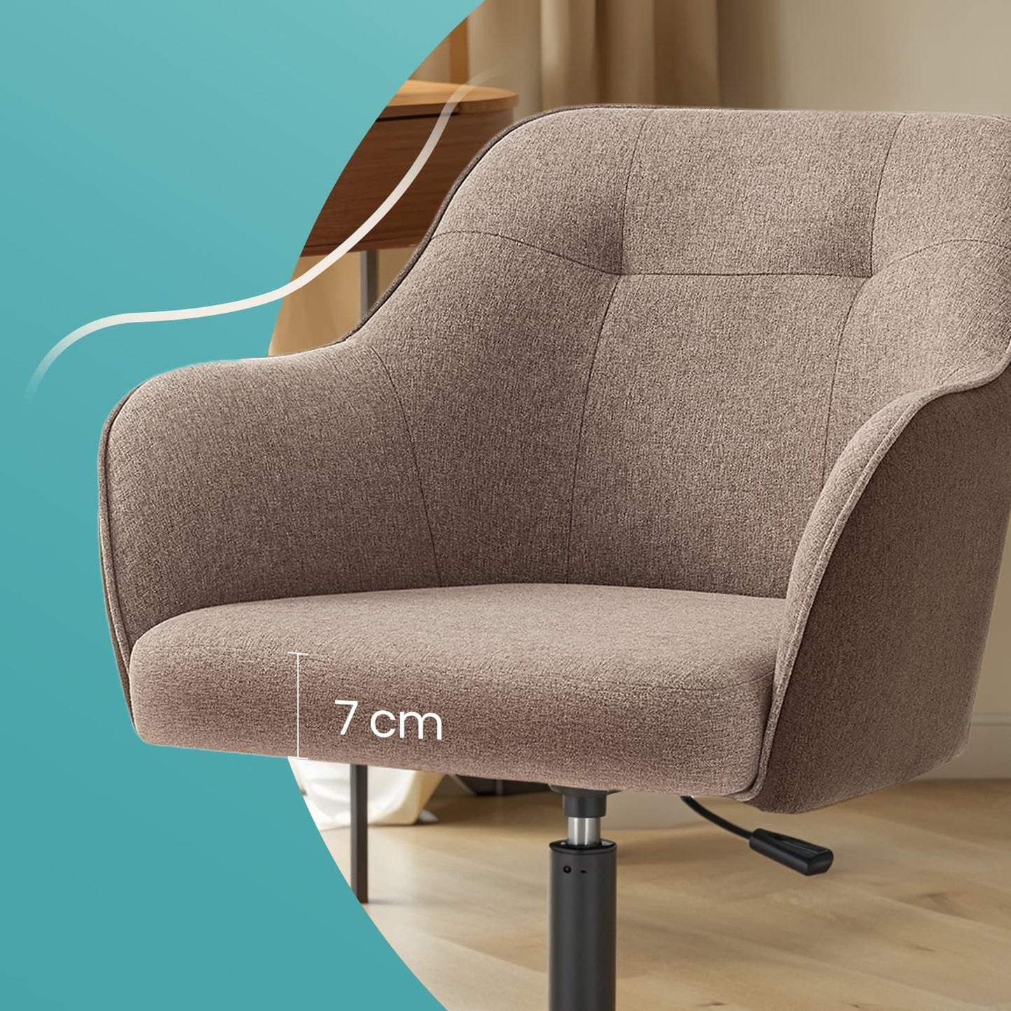 Desk Chair with Armrests, Loads 110 kg, for Home Office, Study, Bedroom, Adjustable Office Chair, Green - image 24