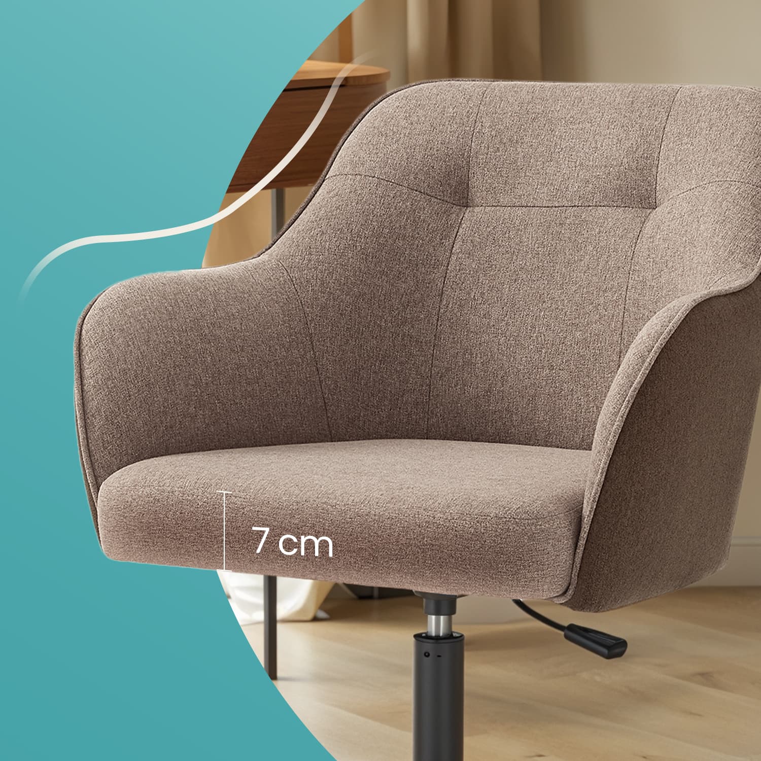 Desk Chair with Armrests, Loads 110 kg, for Home Office, Study, Bedroom, Adjustable Office Chair, Green - image 24