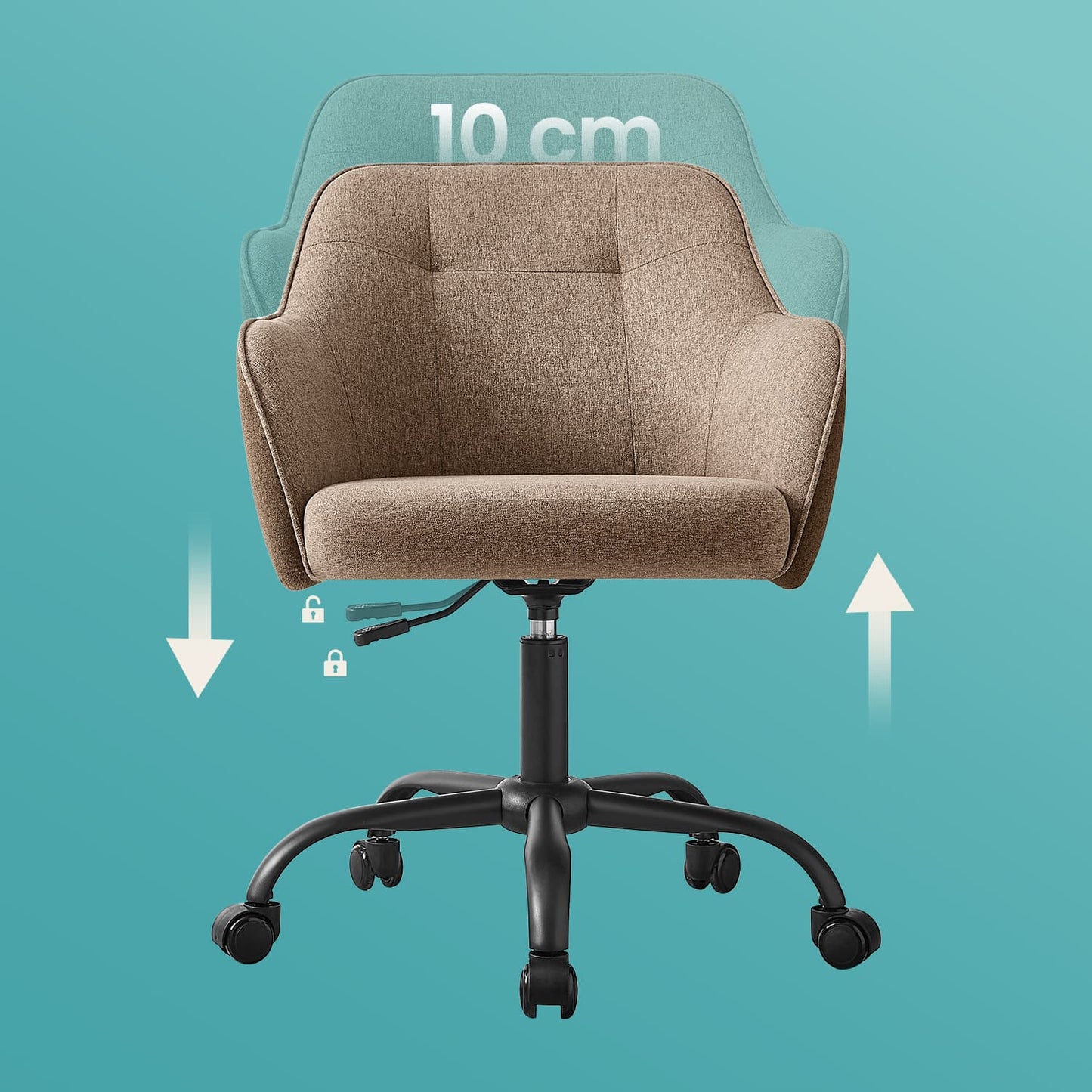 Desk Chair with Armrests, Loads 110 kg, for Home Office, Study, Bedroom, Adjustable Office Chair, Green - image 25