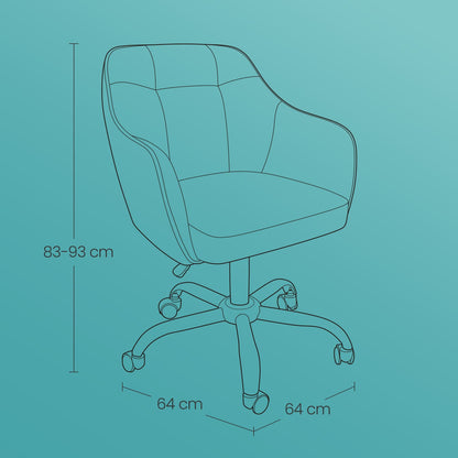 Desk Chair with Armrests, Loads 110 kg, for Home Office, Study, Bedroom, Adjustable Office Chair, Green - image 26