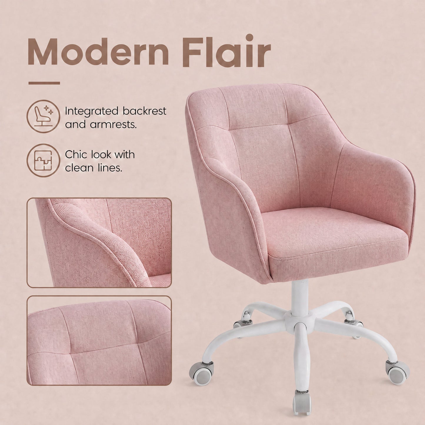 Desk Chair with Armrests, Loads 110 kg, for Home Office, Study, Bedroom, Adjustable Office Chair, Green - image 34