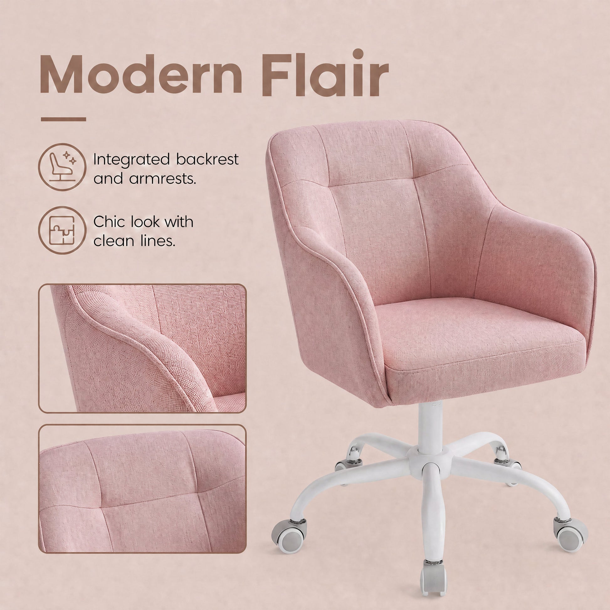 Desk Chair with Armrests, Loads 110 kg, for Home Office, Study, Bedroom, Adjustable Office Chair, Green - image 34