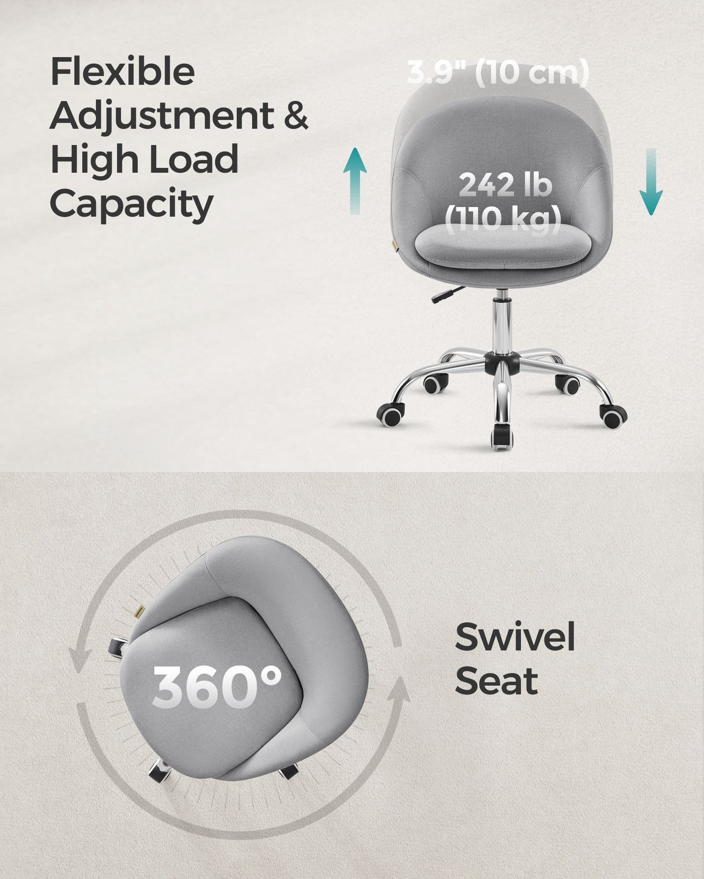60 cm Wide Office Chair Dove Grey - image 6