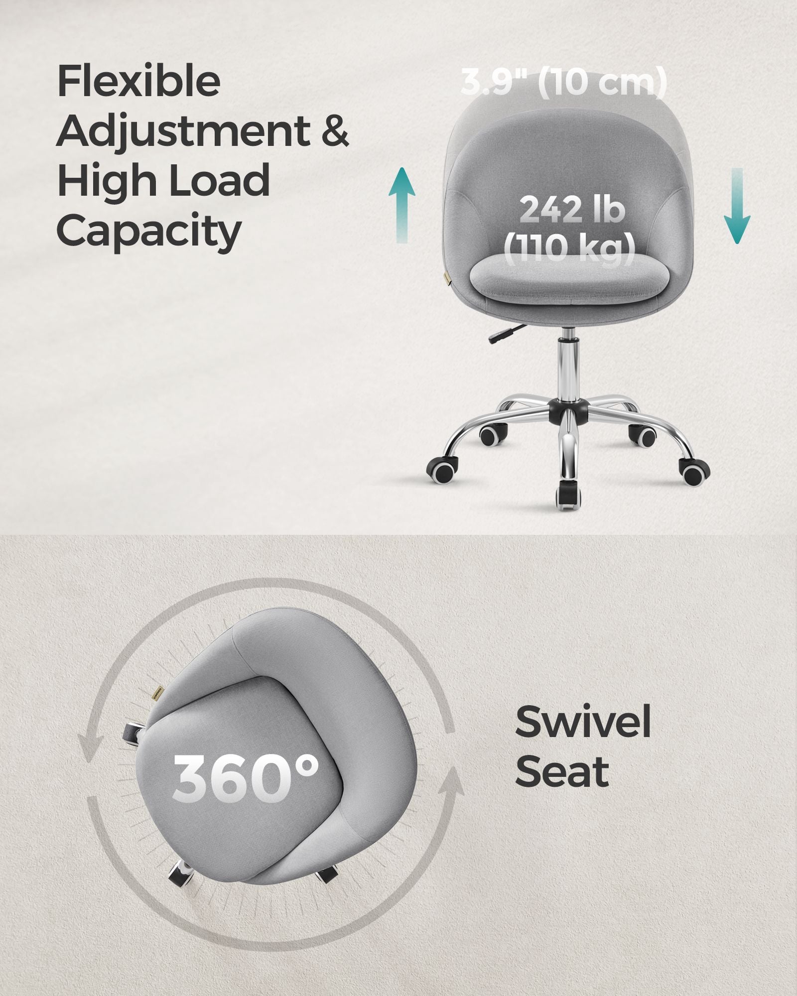 60 cm Wide Office Chair Dove Grey - image 6