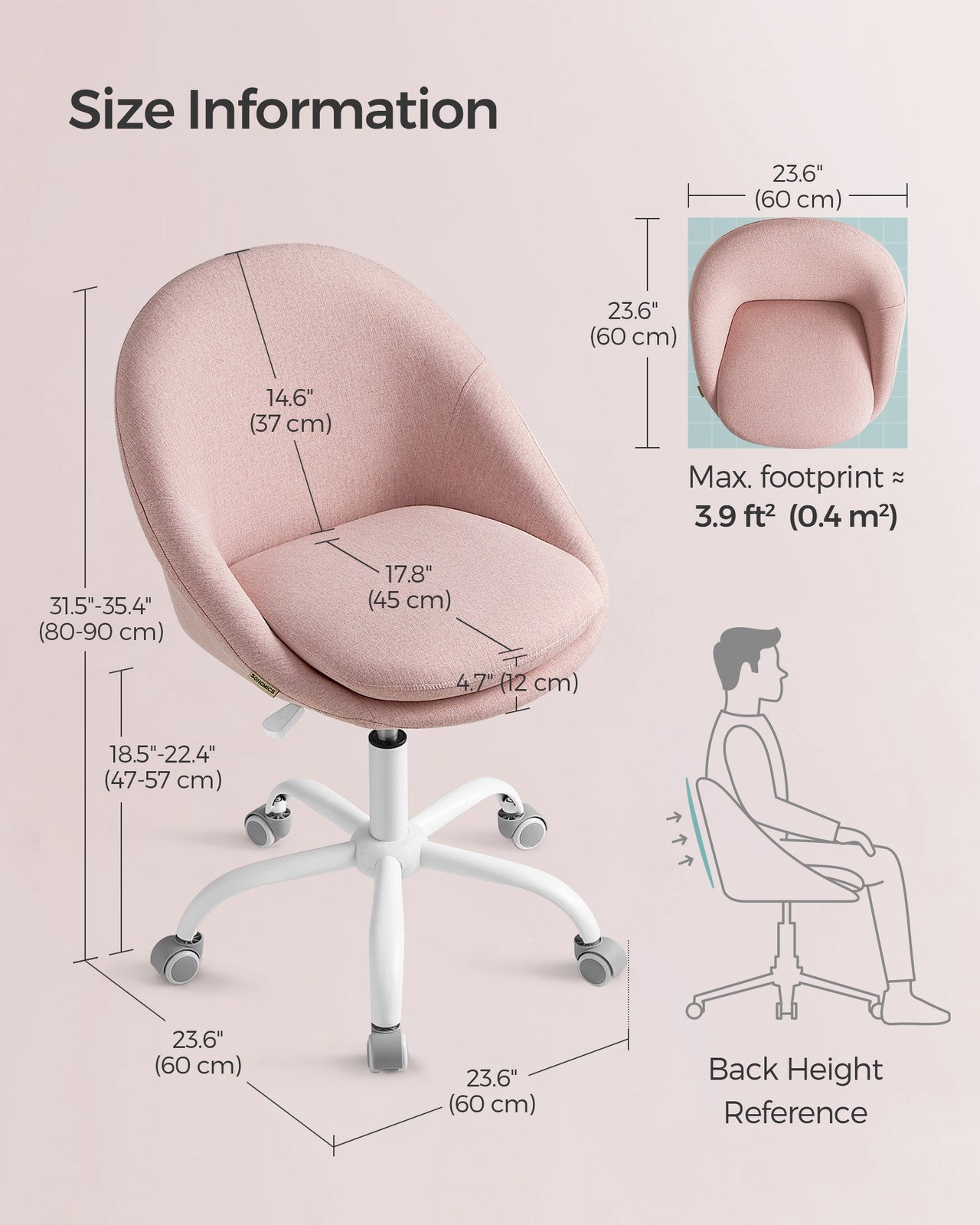 60 cm Wide Office Chair Dove Grey - image 15