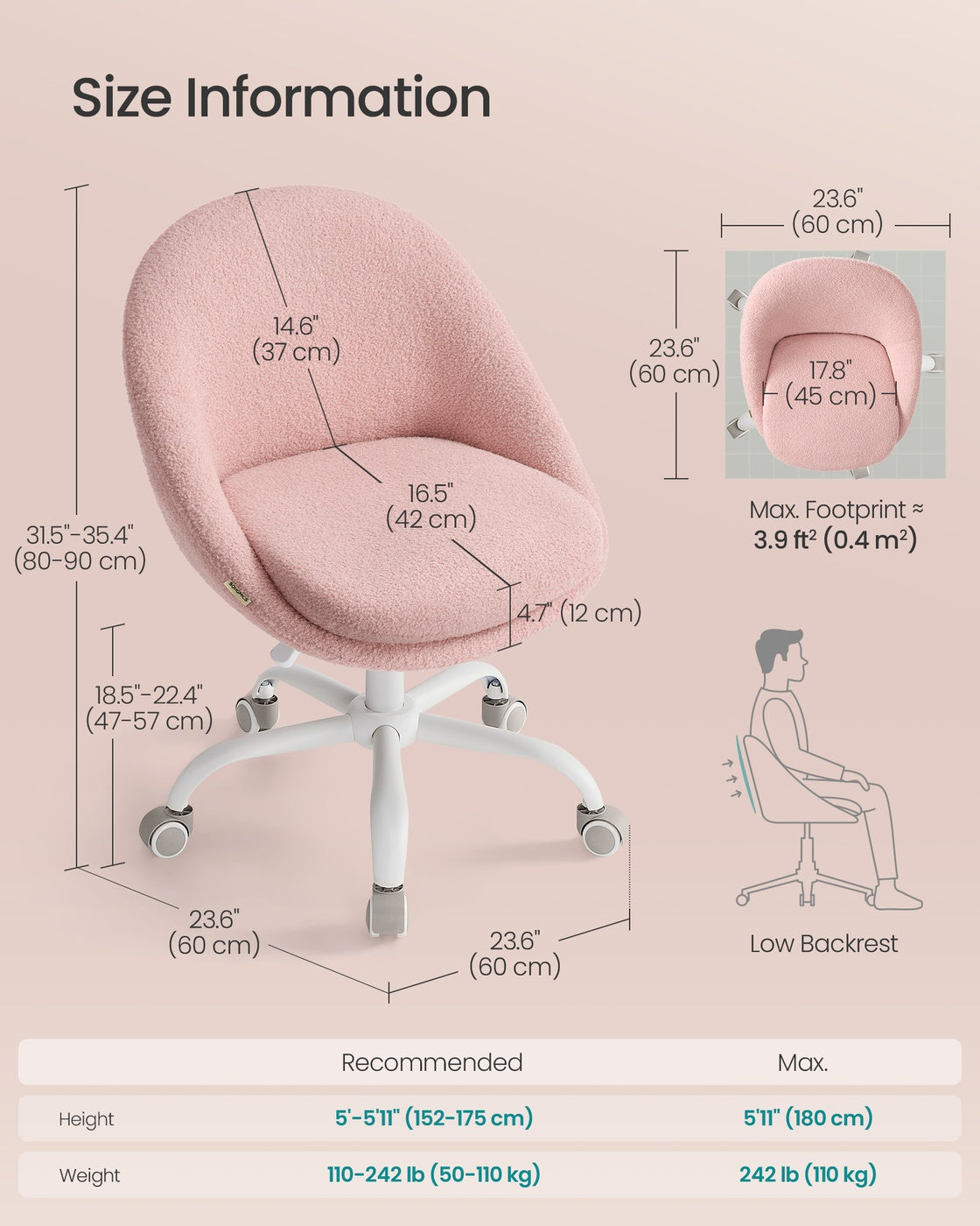 60 cm Wide Office Chair Dove Grey - image 25