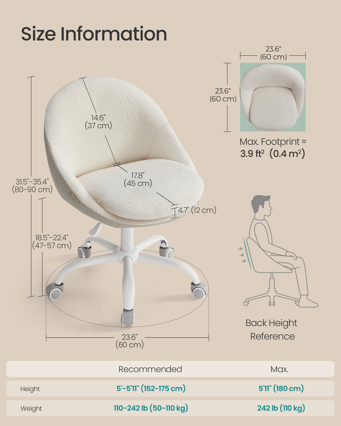 60 cm Wide Office Chair Dove Grey - image 33