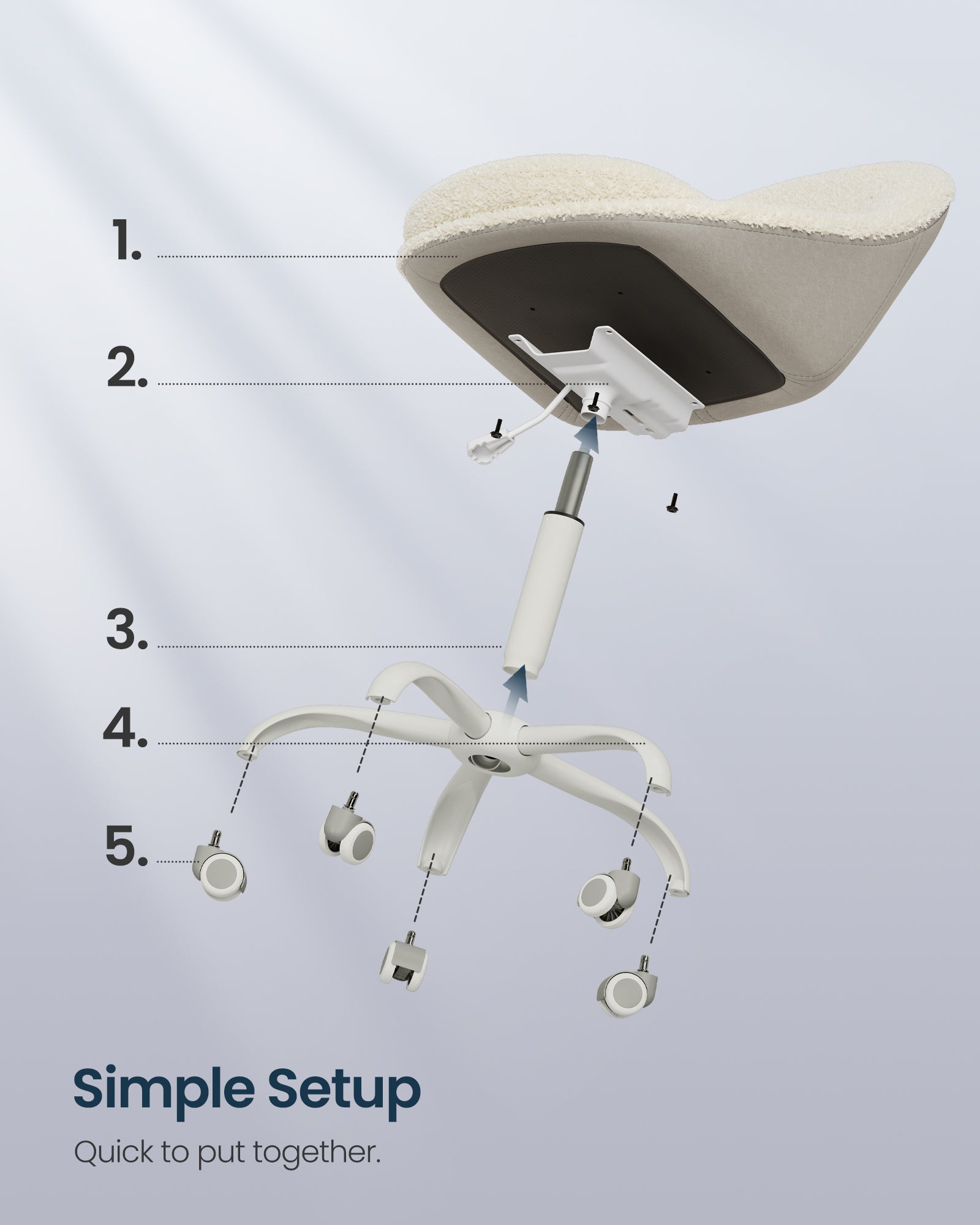 Armless Vanity Chair, Adjustable Swivel, Jelly Pink, Armless Desk Chair with Lumbar Support, for Bedroom - image 6