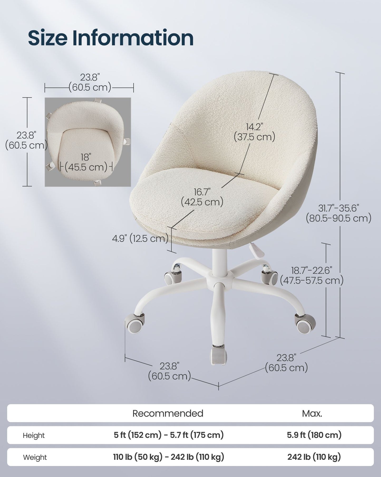 Armless Vanity Chair, Adjustable Swivel, Jelly Pink, Armless Desk Chair with Lumbar Support, for Bedroom - image 7