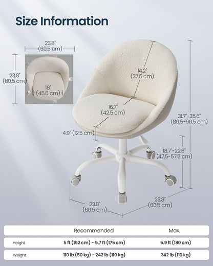 Armless Vanity Chair, Adjustable Swivel, Jelly Pink, Armless Desk Chair with Lumbar Support, for Bedroom - image 7
