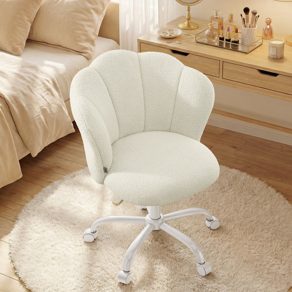 Swivel Office Desk Chair Makeup Vanity Chair for Dressing Table Holds 110 kg Cream White - image 2