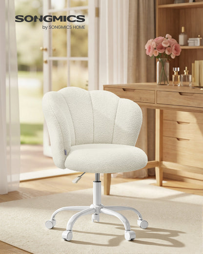 Swivel Office Desk Chair Makeup Vanity Chair for Dressing Table Holds 110 kg Cream White - image 3