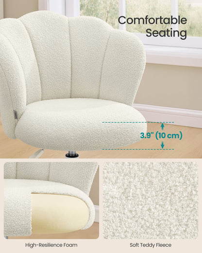 Swivel Office Desk Chair Makeup Vanity Chair for Dressing Table Holds 110 kg Cream White - image 5
