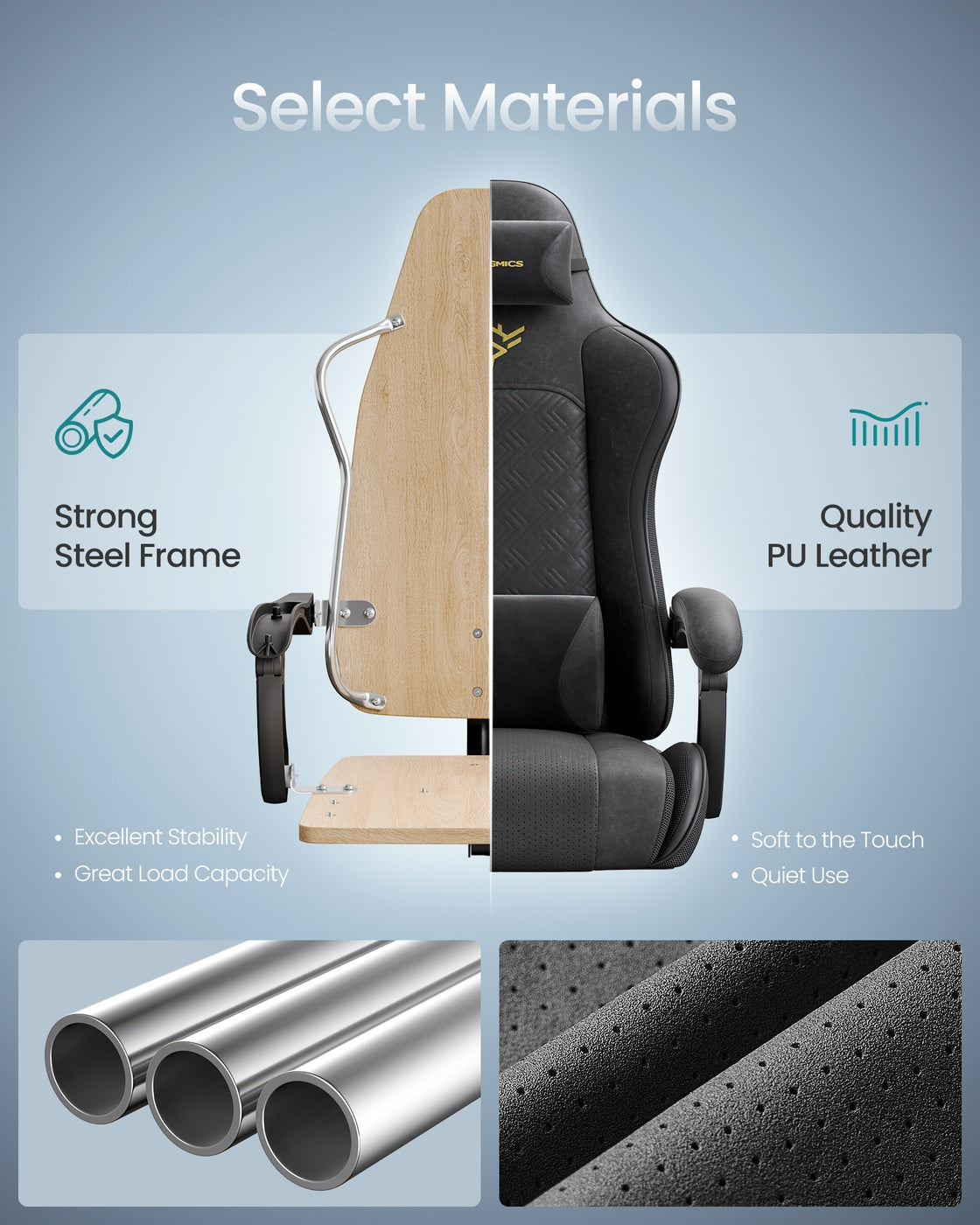 Ergonomic Office Computer Desk Chair with Footrest and Synchronised Armrests Ink Black - image 4