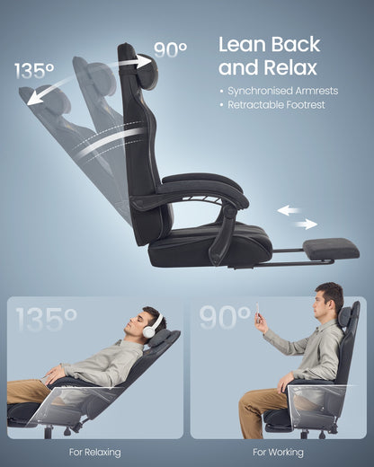 Ergonomic Office Computer Desk Chair with Footrest and Synchronised Armrests Ink Black - image 6