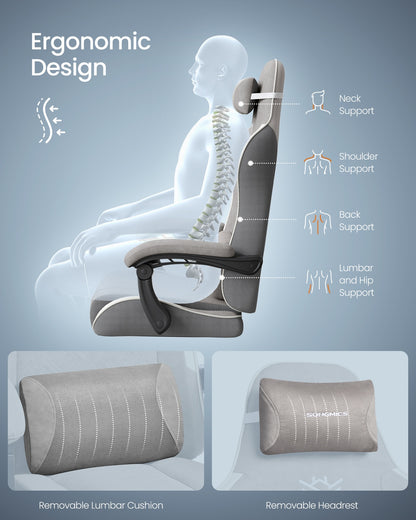 Ergonomic Office Computer Desk Chair with Footrest and Synchronised Armrests Ink Black - image 12