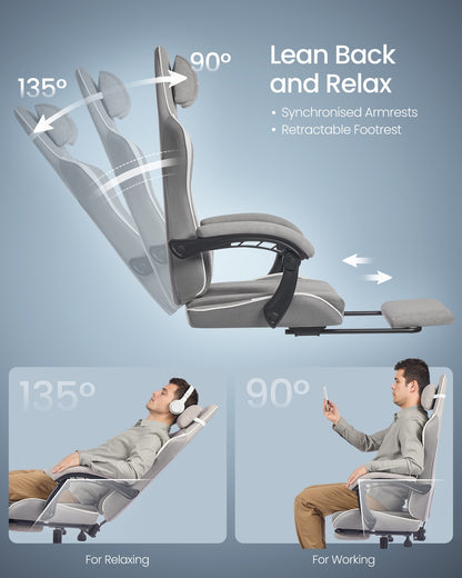 Ergonomic Office Computer Desk Chair with Footrest and Synchronised Armrests Ink Black - image 13