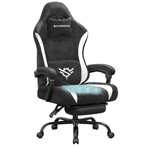 Gaming Chair, Ergonomic Computer Desk Chair with Footrest, Reclining Backrest, Ink Black and Cloud White - image 9