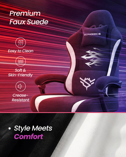 Gaming Chair, Ergonomic Computer Desk Chair with Footrest, Reclining Backrest, Ink Black and Cloud White