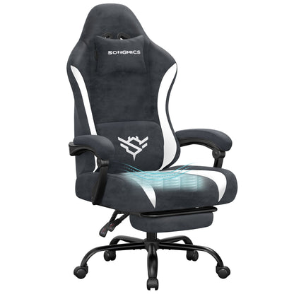 Gaming Chair, Ergonomic Computer Desk Chair with Footrest, Reclining Backrest, Ink Black and Cloud White - image 10
