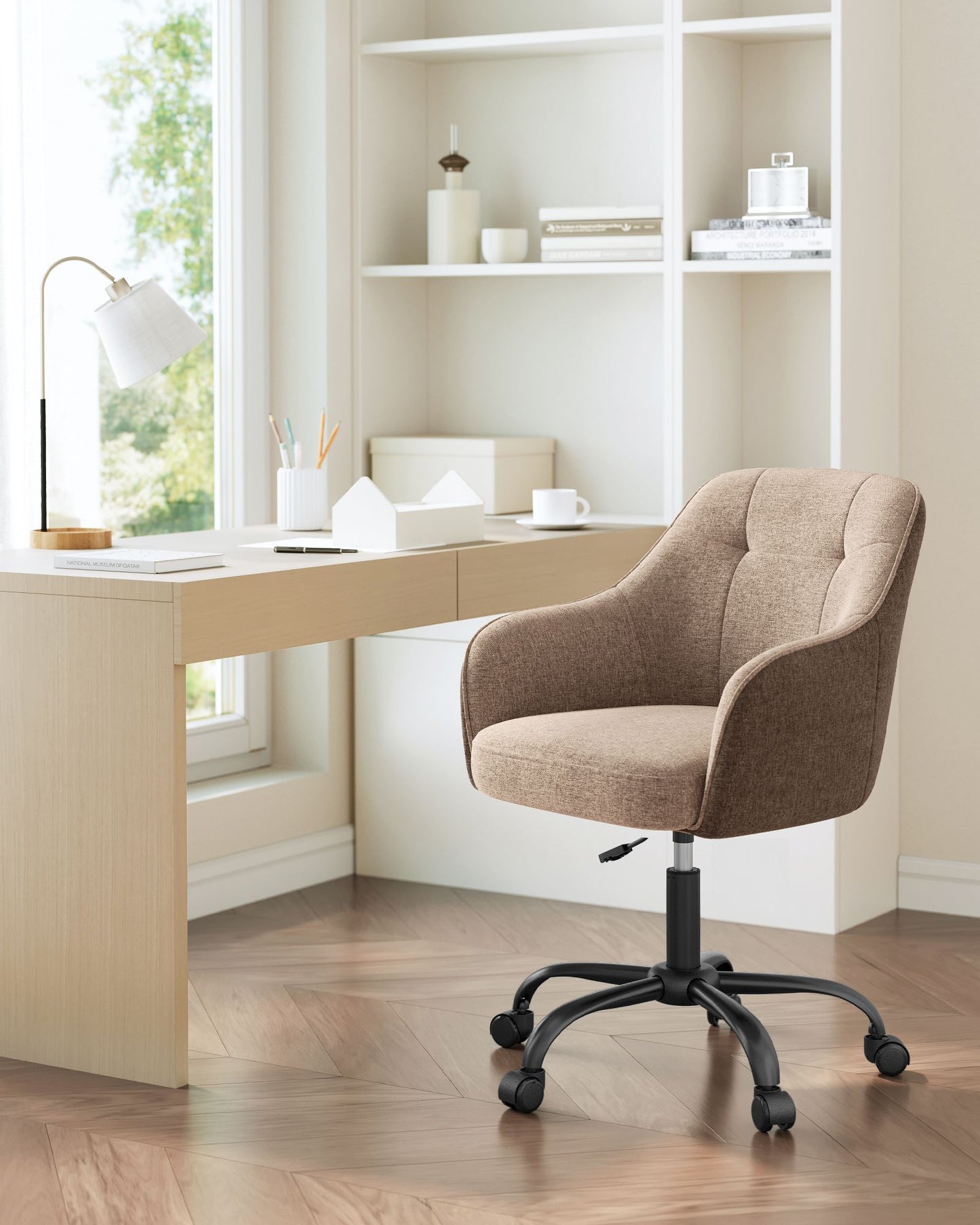 Modern Grey Adjustable Office Chair with Armrest - image 12