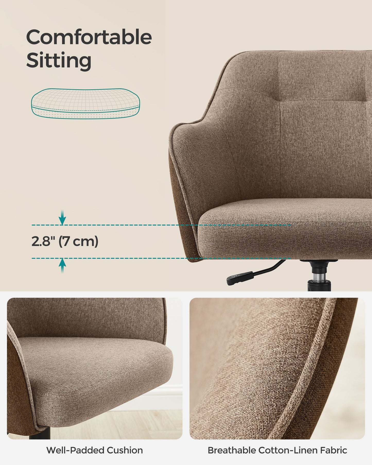 Modern Grey Adjustable Office Chair with Armrest - image 14