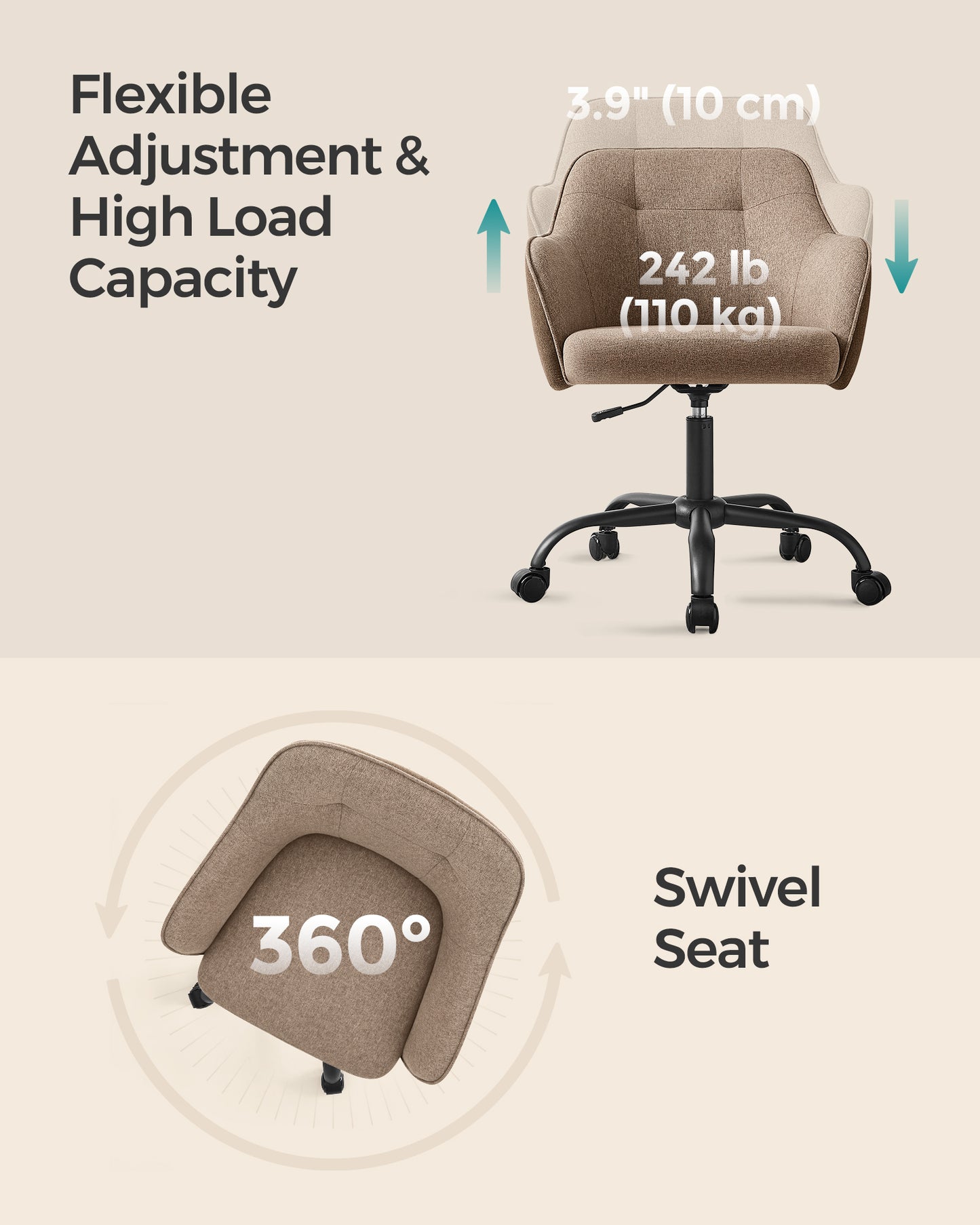 Modern Grey Adjustable Office Chair with Armrest - image 15