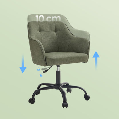 Desk Chair with Armrests, Loads 110 kg, for Home Office, Study, Bedroom, Adjustable Office Chair, Green - image 5