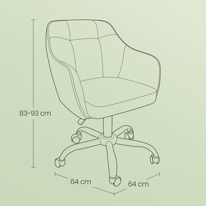Desk Chair with Armrests, Loads 110 kg, for Home Office, Study, Bedroom, Adjustable Office Chair, Green - image 6