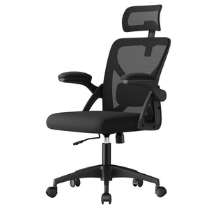 Ergonomic Mesh Desk Chair with Flip-Up Armrests and Headrest, Computer Office Chair in Ink Black - image 1