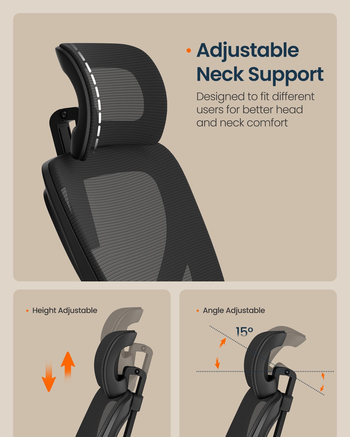 Ergonomic Mesh Desk Chair with Flip-Up Armrests and Headrest, Computer Office Chair in Ink Black - image 2