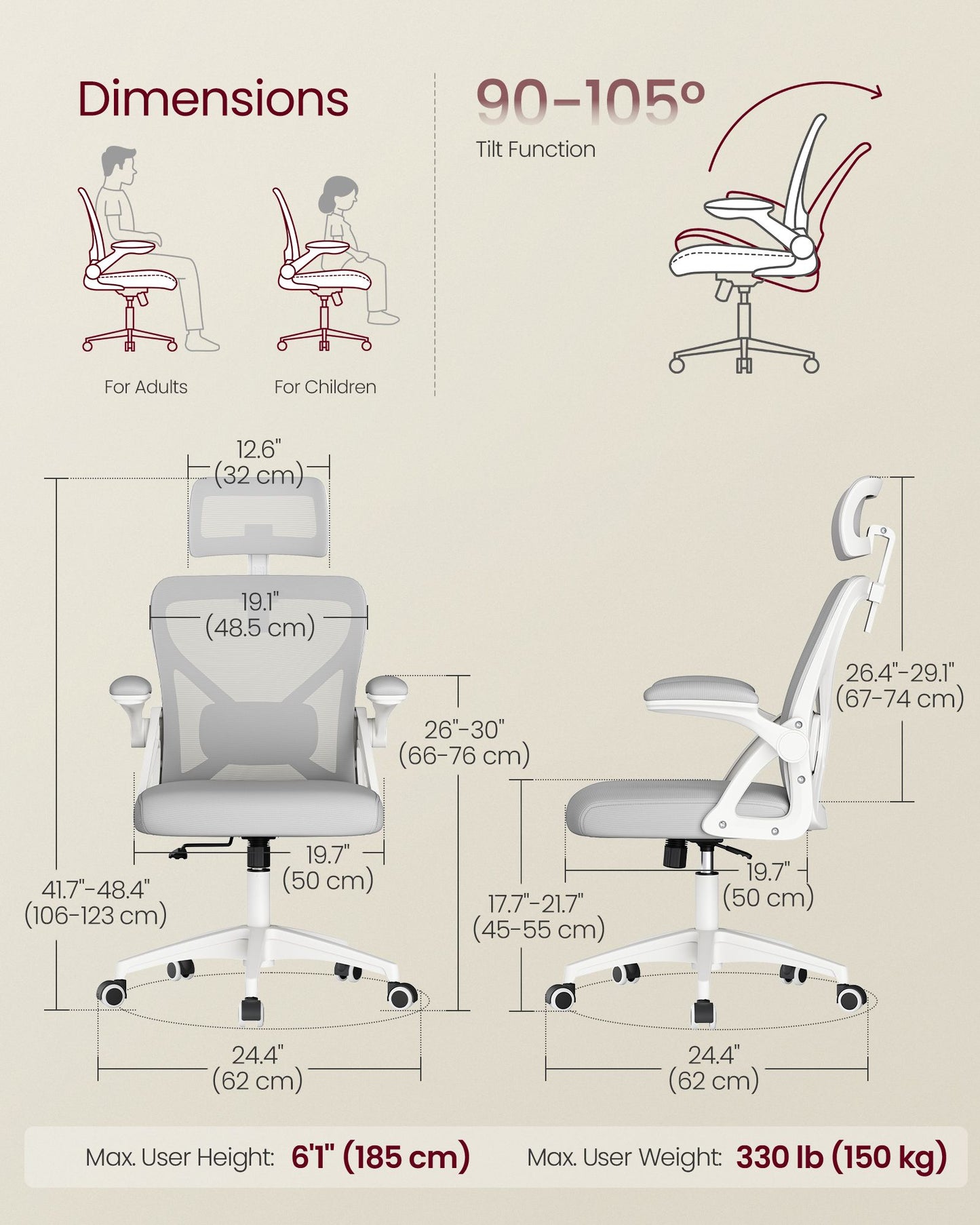 Ergonomic Mesh Office Chairs with Adjustable Lumbar Support and Headrest - image 3