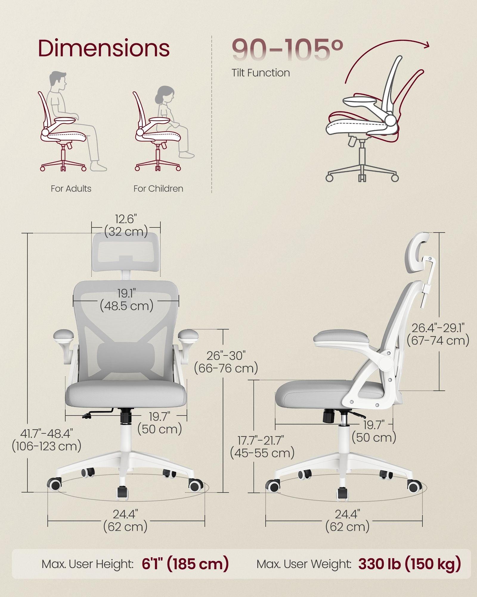 Ergonomic Mesh Office Chairs with Adjustable Lumbar Support and Headrest - image 3