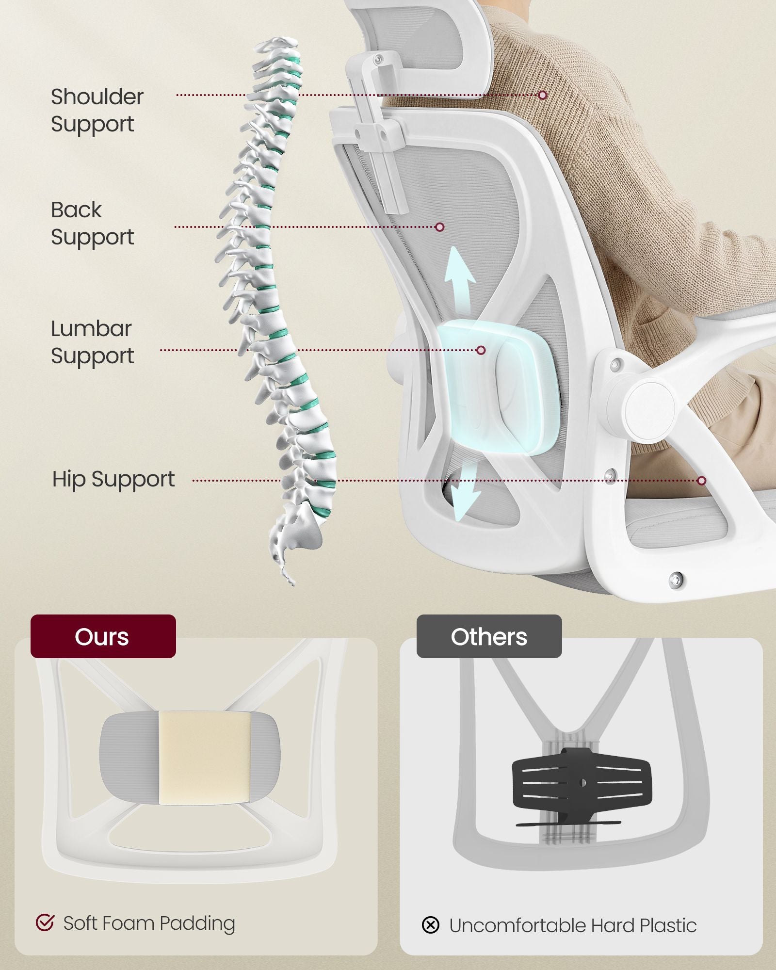 Ergonomic Mesh Office Chairs with Adjustable Lumbar Support and Headrest - image 4